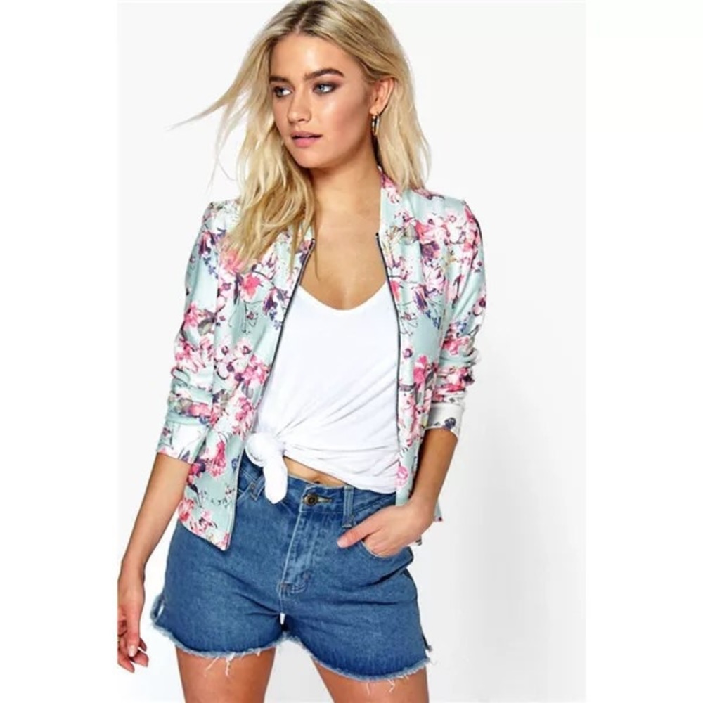 RATED 5🌟 NEW Mint Green Floral Bomber Jacket